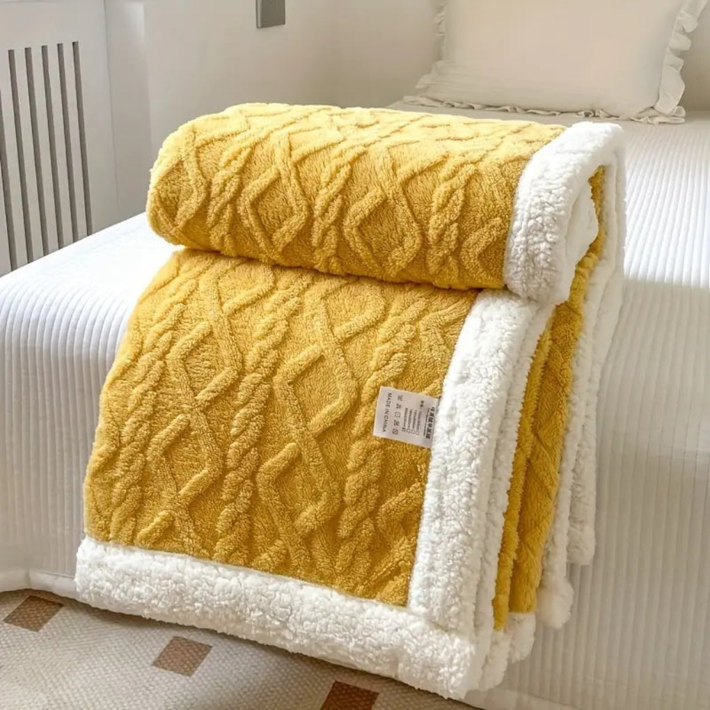 Couverture sherpa en maille à losanges
