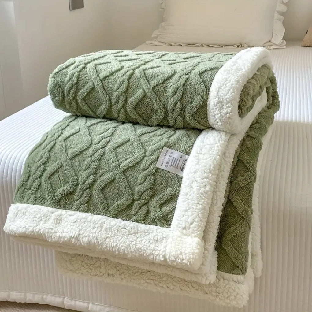 Couverture sherpa en maille à losanges