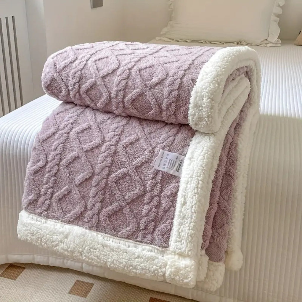 Couverture sherpa en maille à losanges