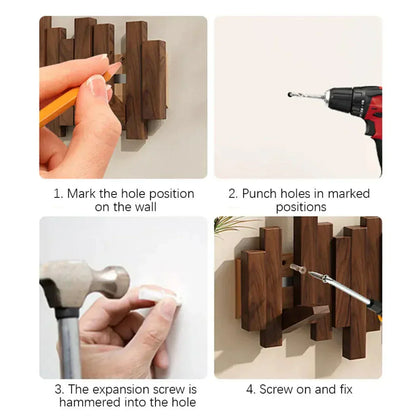 Crochets muraux en bois de piano
