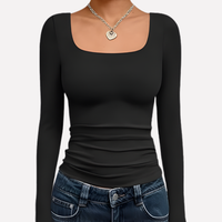 Crop top à manches longues à encolure carrée pour femme