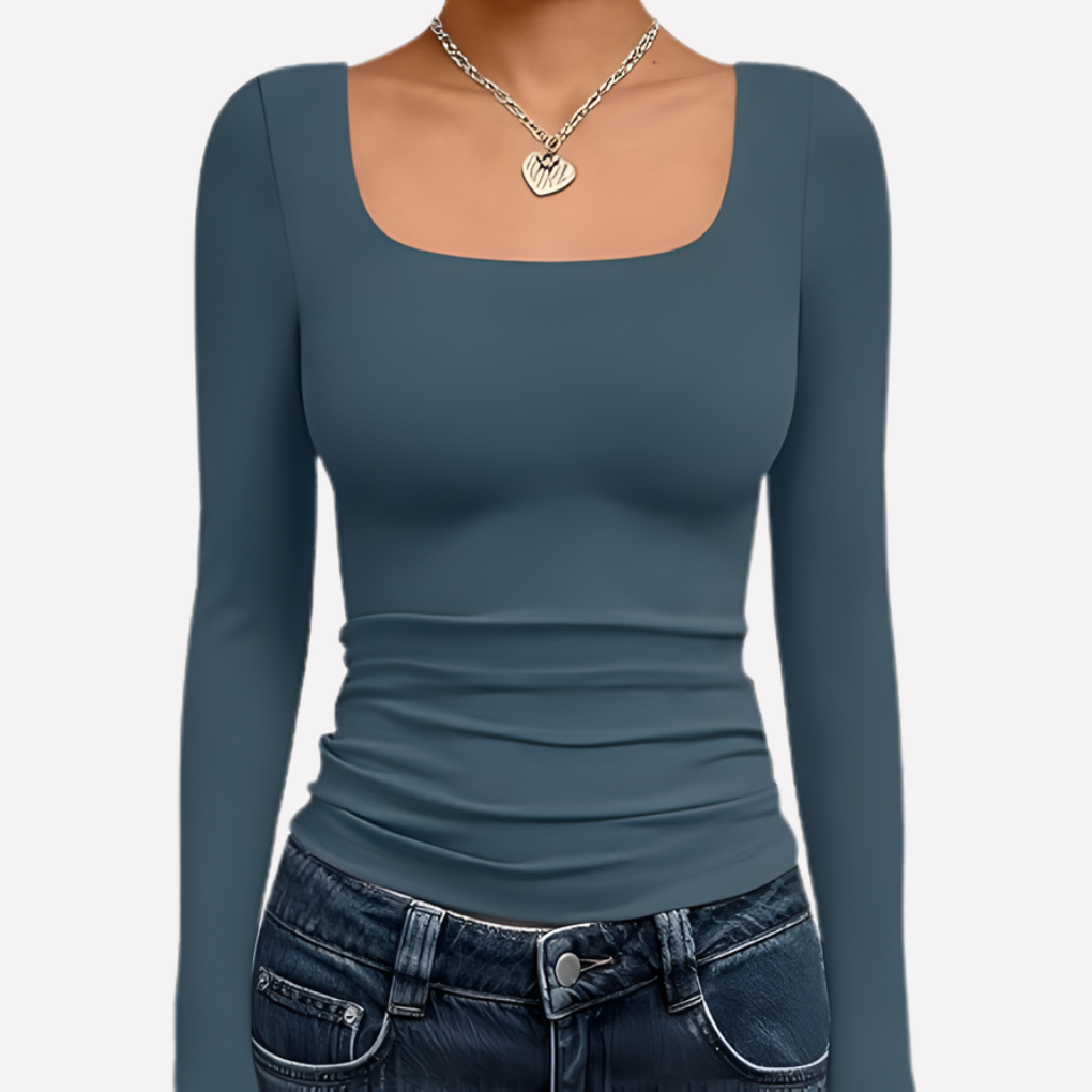 Crop top à manches longues à encolure carrée pour femme