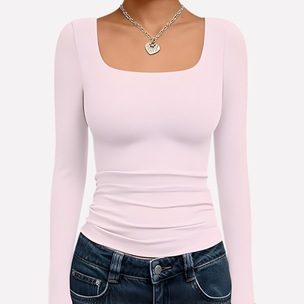 Crop top à manches longues à encolure carrée pour femme