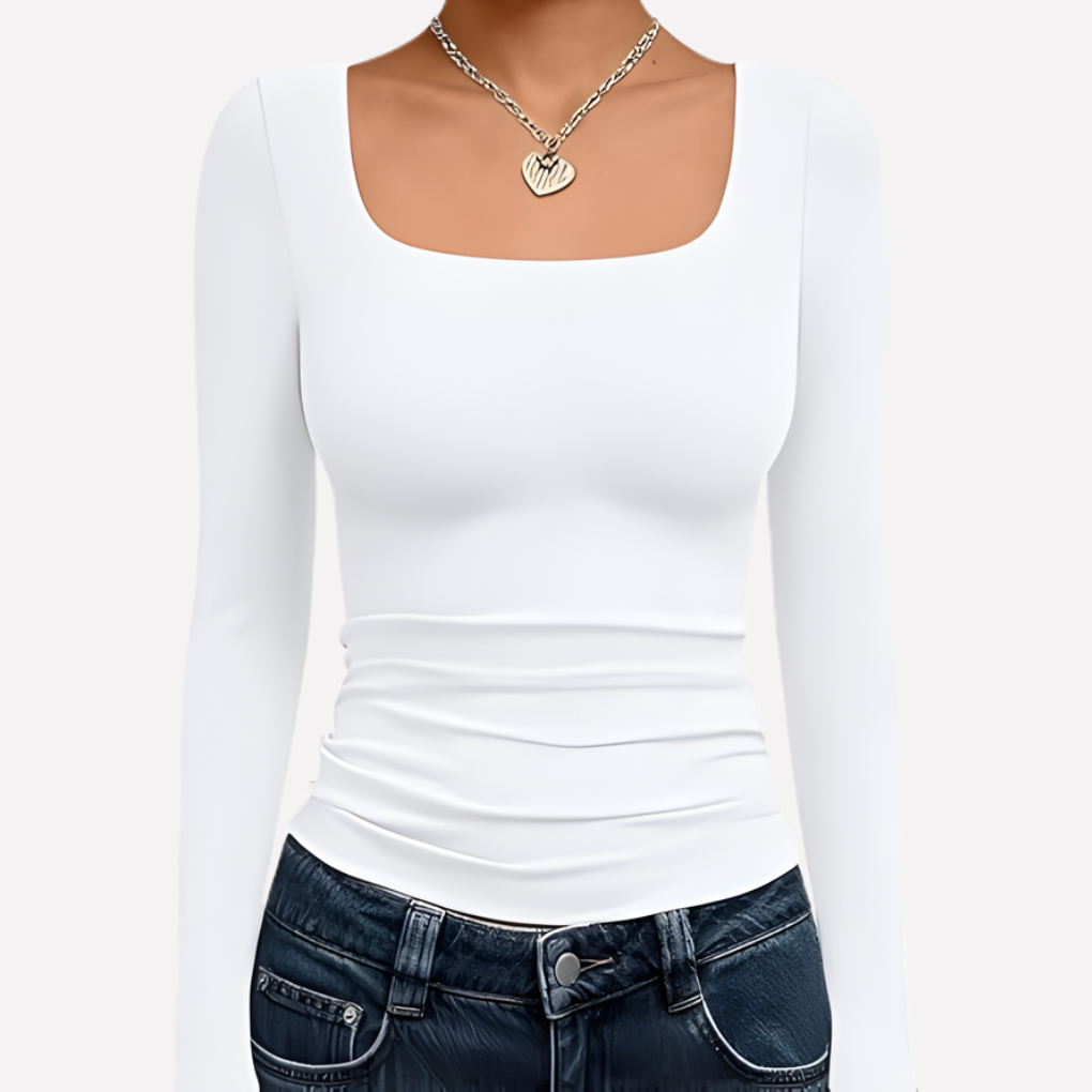 Crop top à manches longues à encolure carrée pour femme