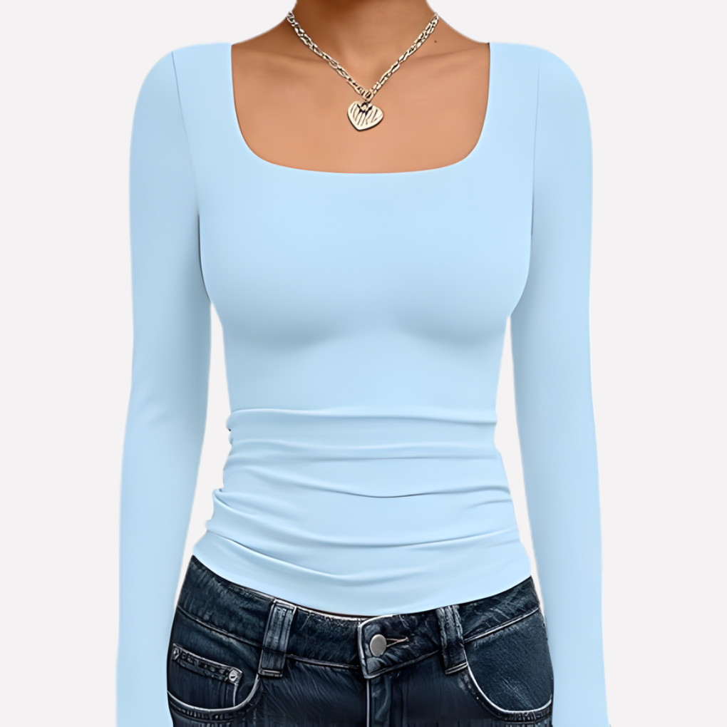 Crop top à manches longues à encolure carrée pour femme