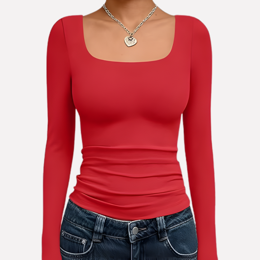 Crop top à manches longues à encolure carrée pour femme