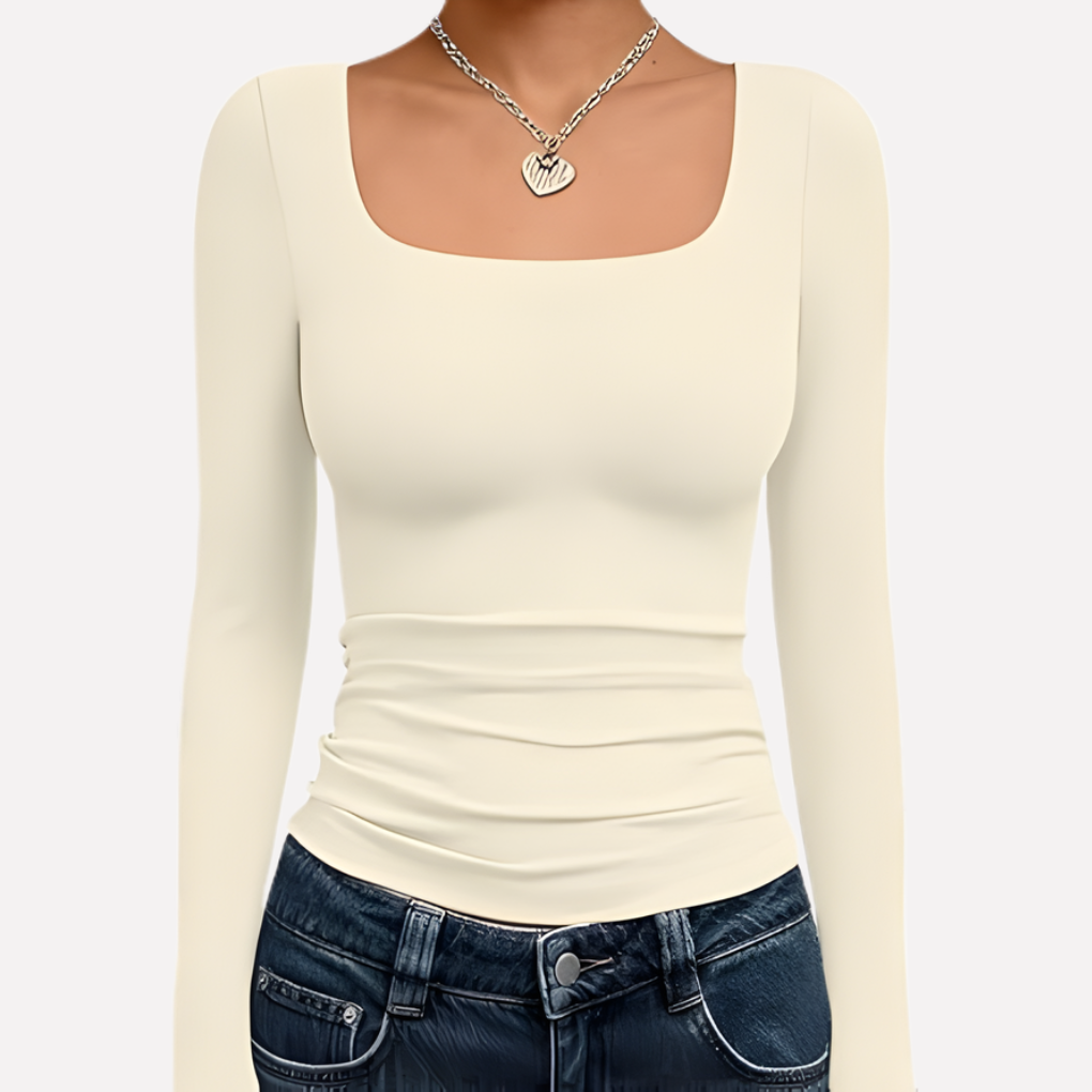 Crop top à manches longues à encolure carrée pour femme