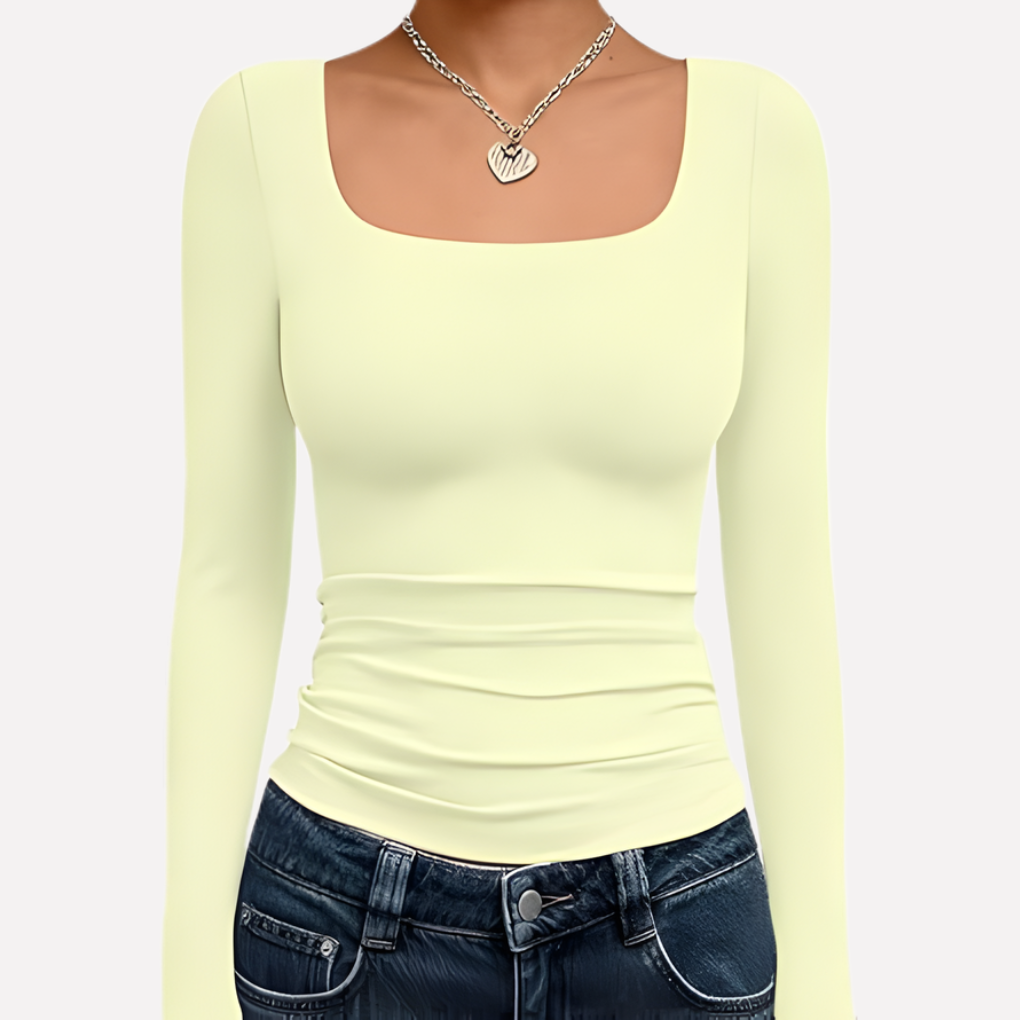 Crop top à manches longues à encolure carrée pour femme