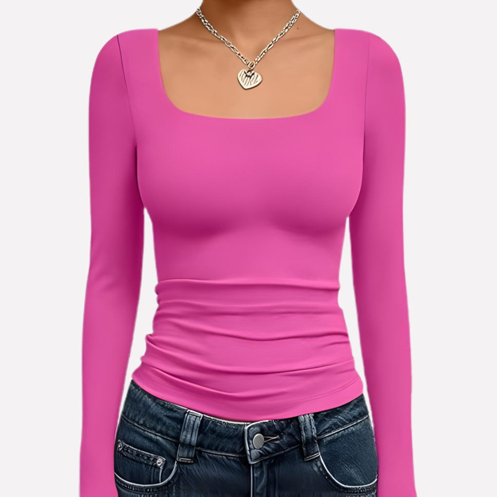 Crop top à manches longues à encolure carrée pour femme