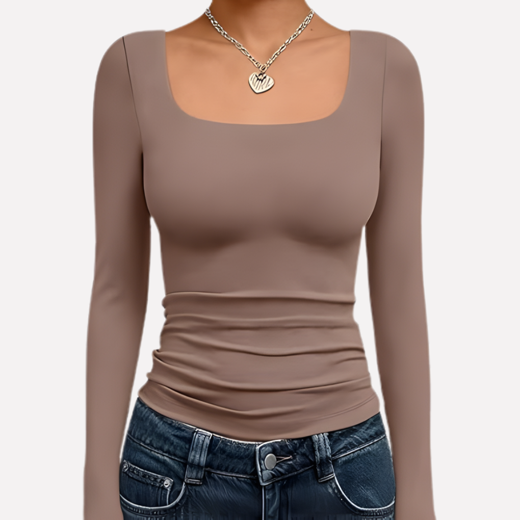 Crop top à manches longues à encolure carrée pour femme
