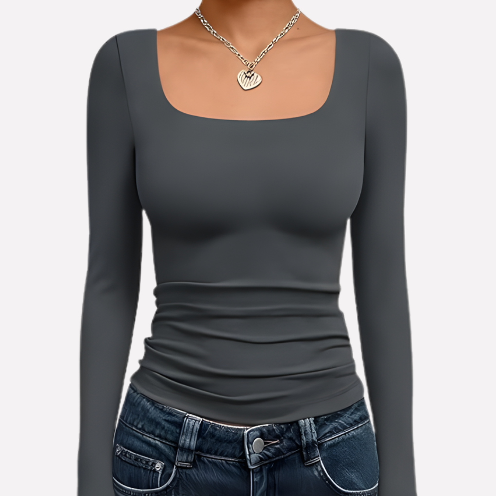 Crop top à manches longues à encolure carrée pour femme