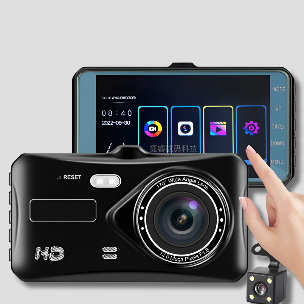 Dashcam double sans fil avec vision nocturne et angle de 170°