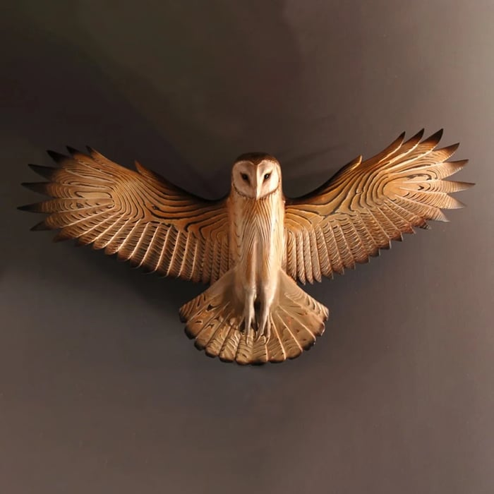 Décoration murale en bois – chouette Majestic