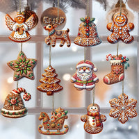 Décorations de Noël en bois faites main, lot de 12 pièces