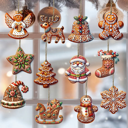 Décorations de Noël en bois faites main, lot de 12 pièces