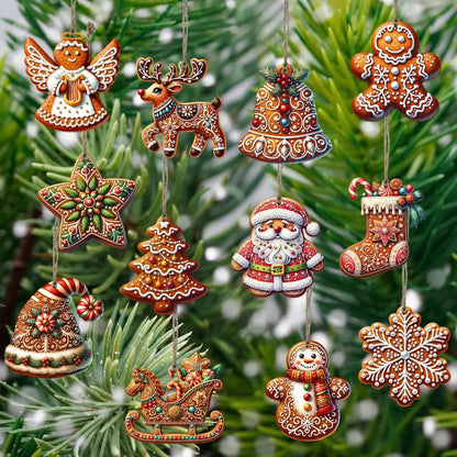 Décorations de Noël en bois faites main, lot de 12 pièces