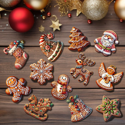 Décorations de Noël en bois faites main, lot de 12 pièces