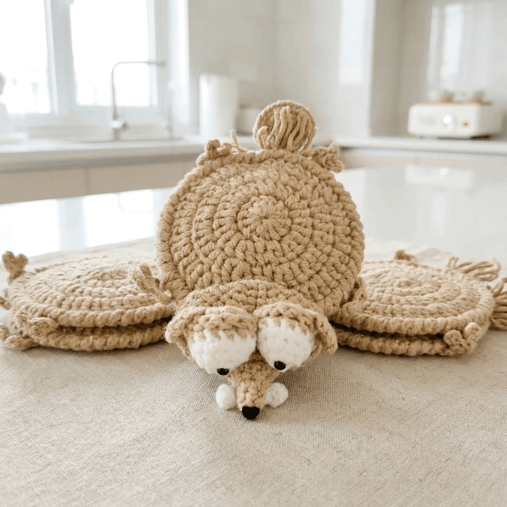 Dessous de verre au crochet à motif animal – le détail qui fait sourire