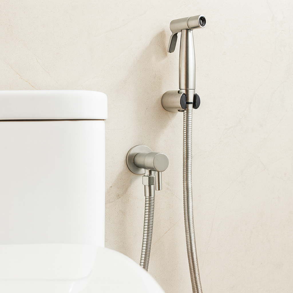 Douchette WC en acier inoxydable – montage mural avec jet réglable