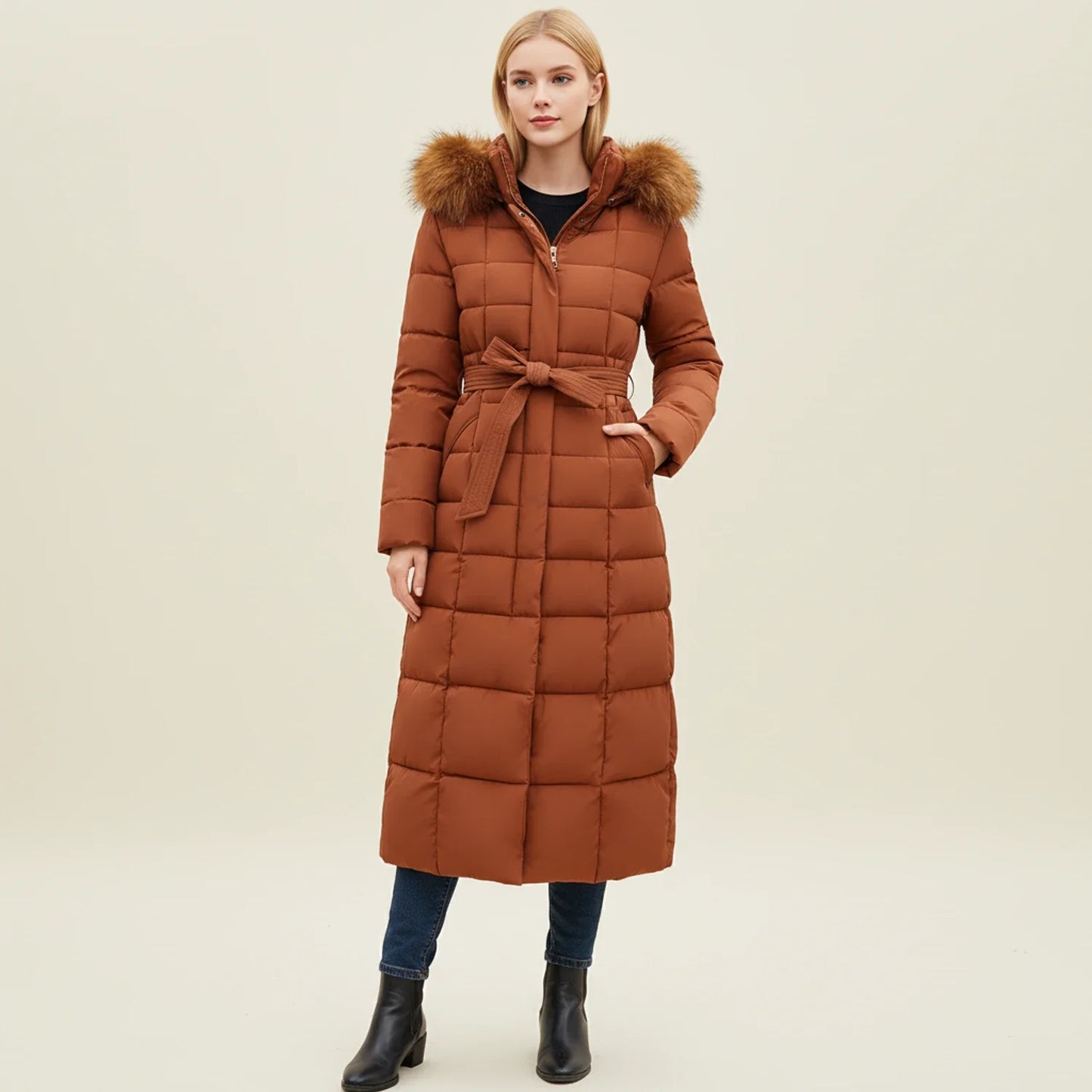 Doudoune d’hiver à capuche pour femme