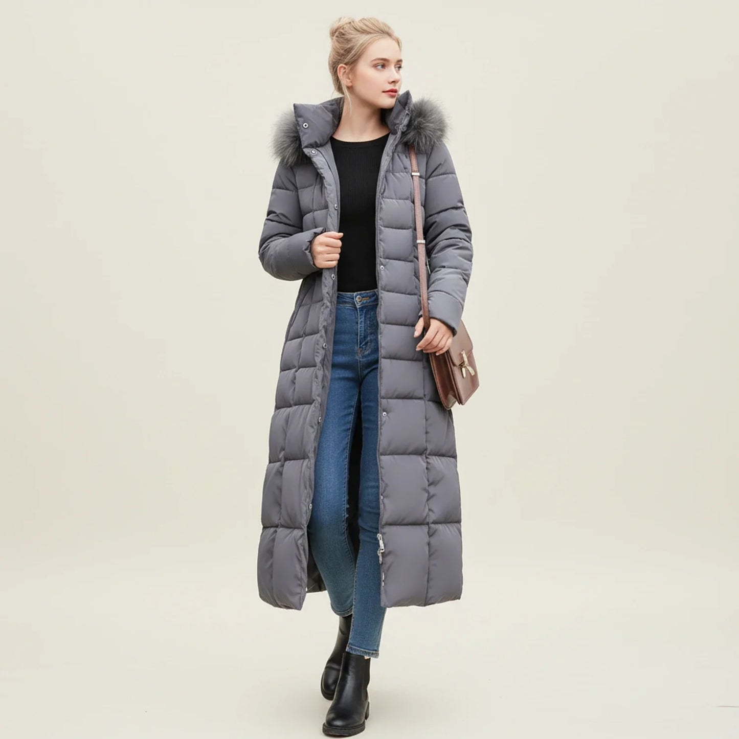 Doudoune d’hiver à capuche pour femme
