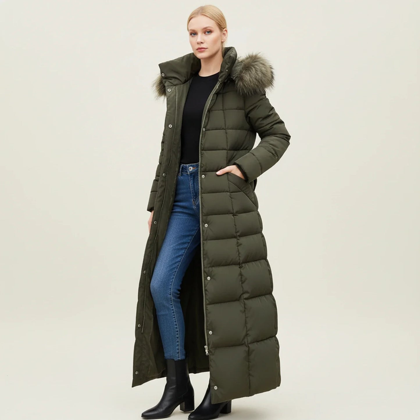 Doudoune d’hiver à capuche pour femme