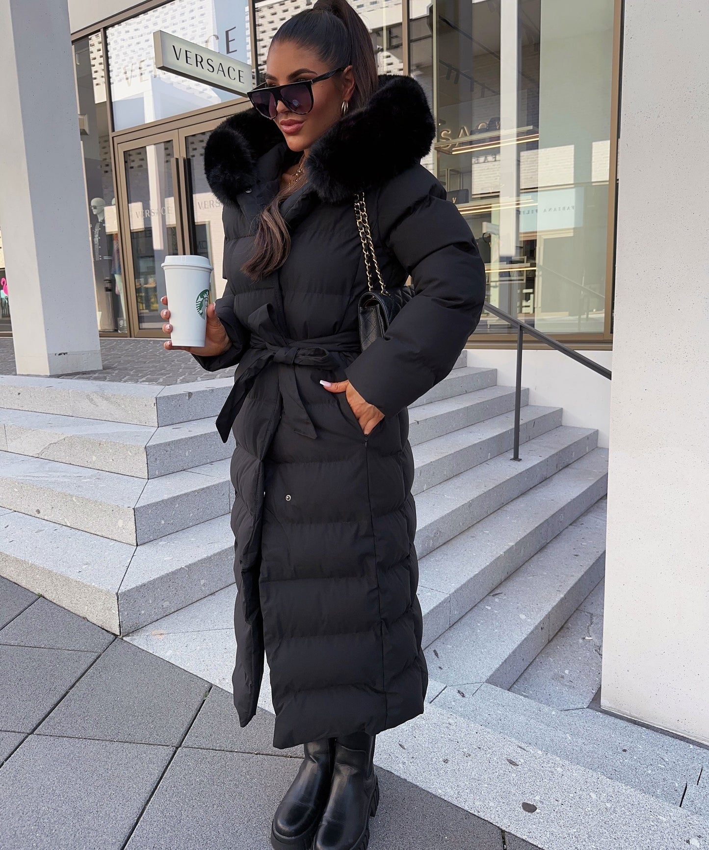 Doudoune d’hiver femme ceinturée