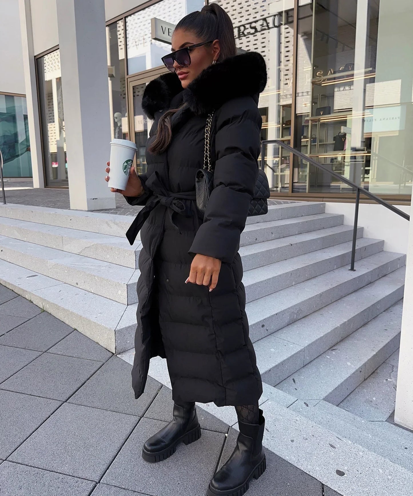 Doudoune d’hiver femme ceinturée