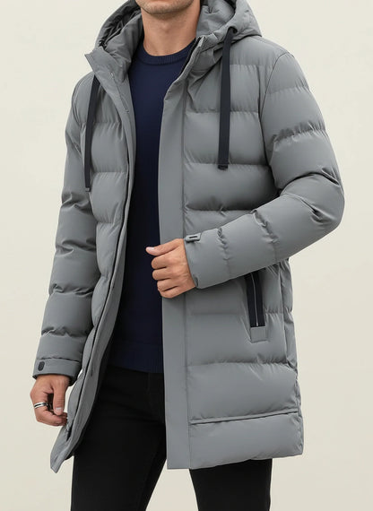 Doudoune longue d’hiver à capuche pour homme