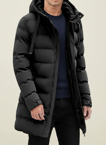 Doudoune longue d’hiver à capuche pour homme