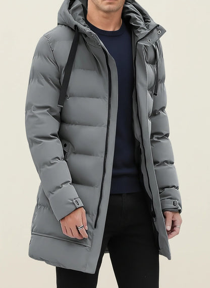 Doudoune longue d’hiver à capuche pour homme