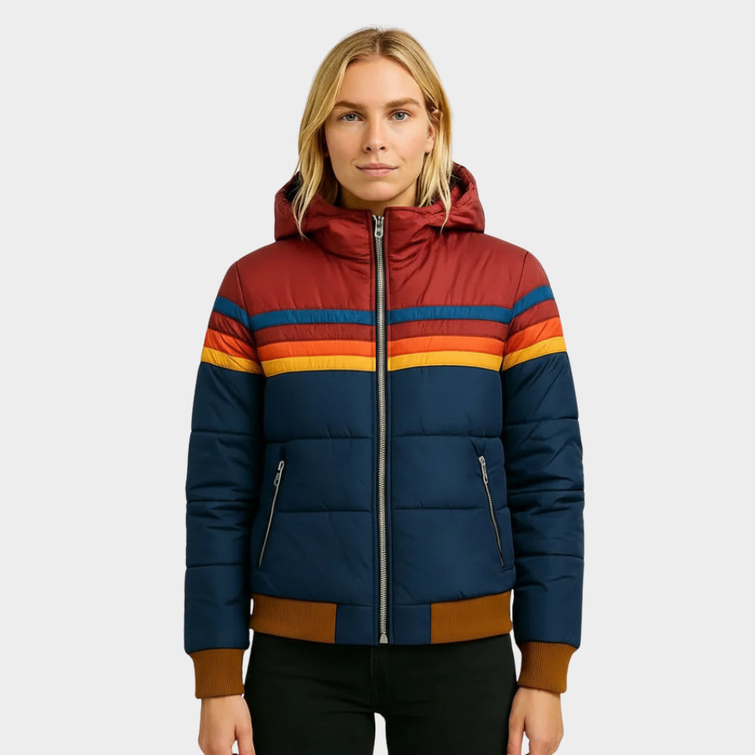 Doudoune rétro multicolore pour femme