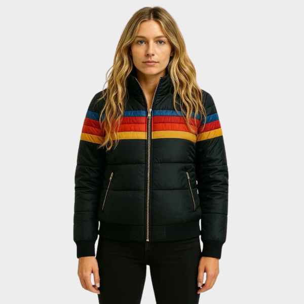 Doudoune rétro multicolore pour femme