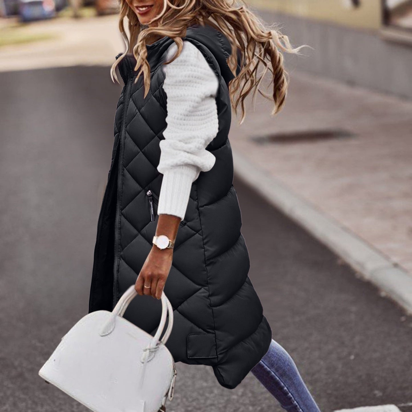 Doudoune sans manches longue femme