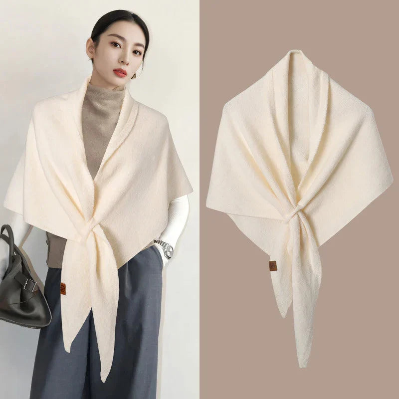 Écharpe triangulaire en laine pour femme, automne-hiver