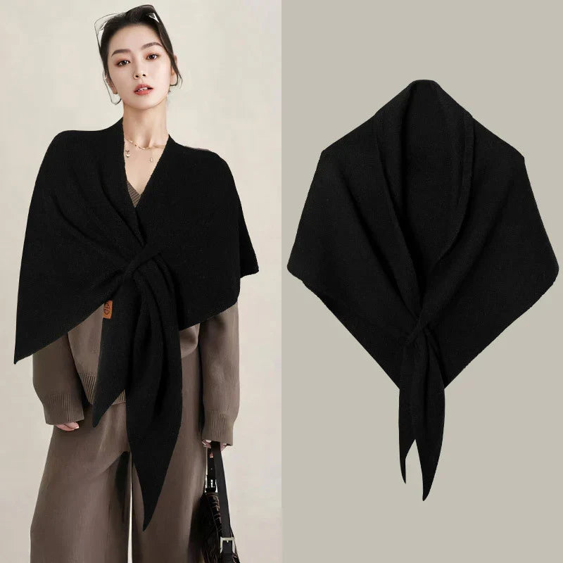 Écharpe triangulaire en laine pour femme, automne-hiver