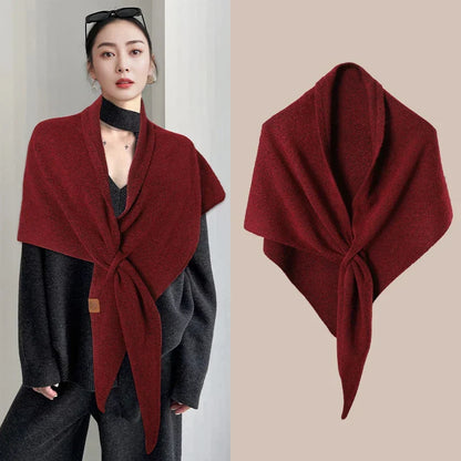Écharpe triangulaire en laine pour femme, automne-hiver