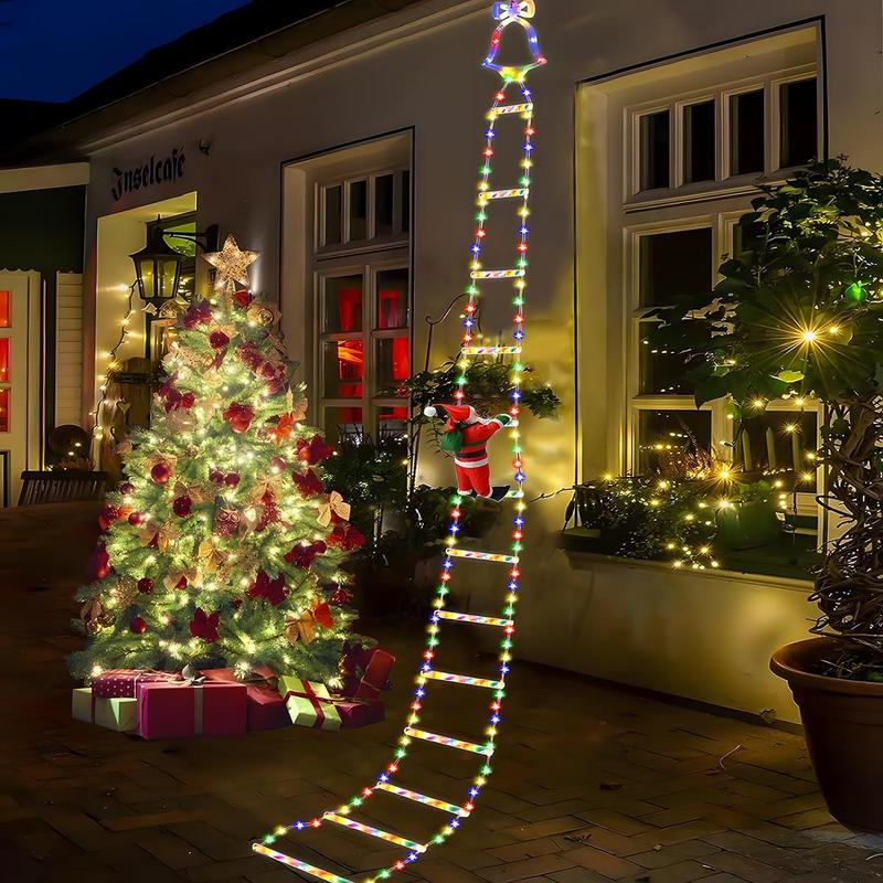 Échelle lumineuse de Noël animée avec télécommande – Père Noël grimpeur