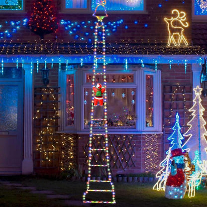 Échelle lumineuse de Noël animée avec télécommande – Père Noël grimpeur