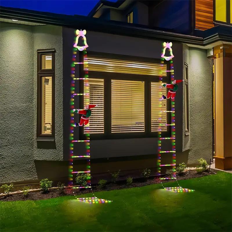 Échelle lumineuse de Noël animée avec télécommande – Père Noël grimpeur