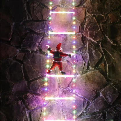 Échelle lumineuse de Noël animée avec télécommande – Père Noël grimpeur