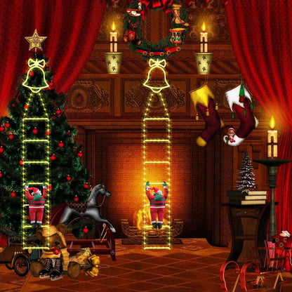 Échelle lumineuse de Noël animée avec télécommande – Père Noël grimpeur