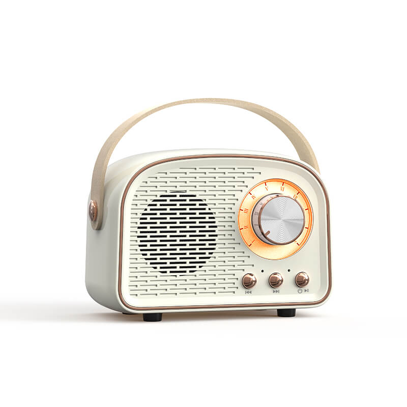 Enceinte Bluetooth rétro façon radio ronde | Sans fil | Portable | Son élégant pour la maison et en déplacement
