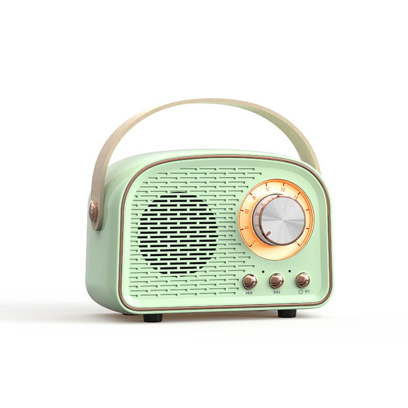 Enceinte Bluetooth rétro façon radio ronde | Sans fil | Portable | Son élégant pour la maison et en déplacement
