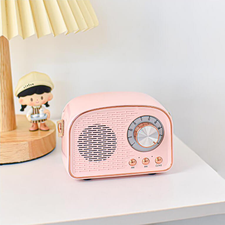 Enceinte Bluetooth rétro façon radio ronde | Sans fil | Portable | Son élégant pour la maison et en déplacement
