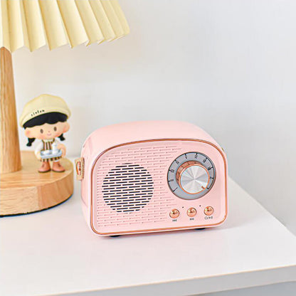 Enceinte Bluetooth rétro façon radio ronde | Sans fil | Portable | Son élégant pour la maison et en déplacement