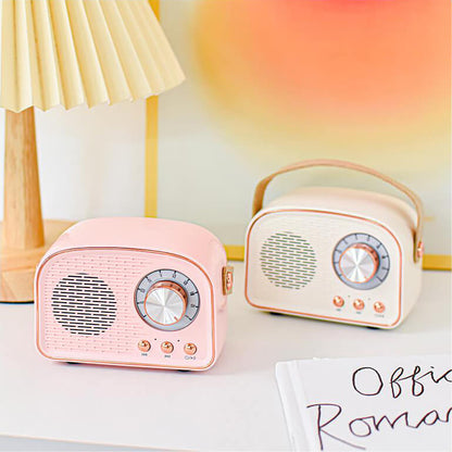 Enceinte Bluetooth rétro façon radio ronde | Sans fil | Portable | Son élégant pour la maison et en déplacement