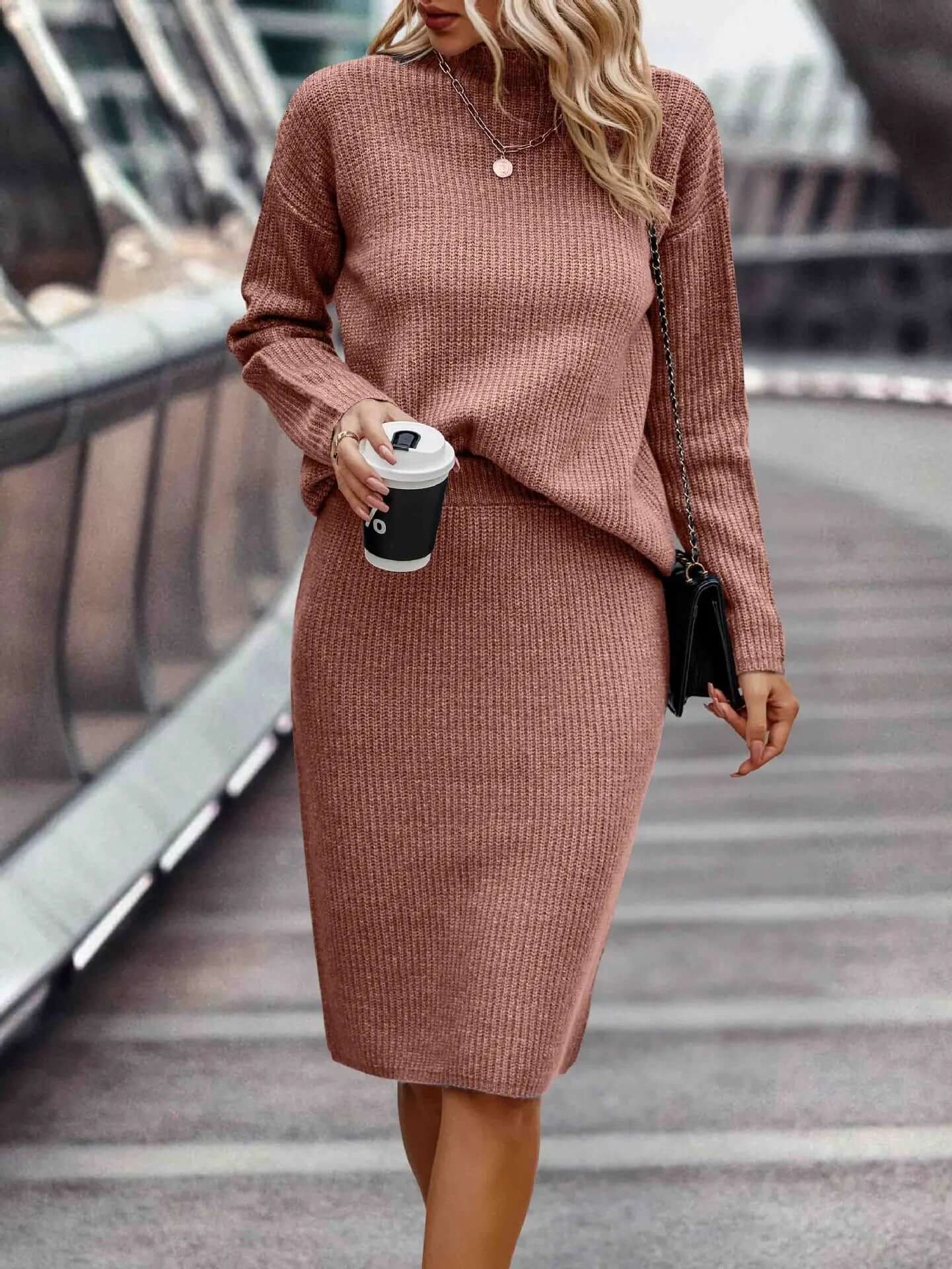 Ensemble 2 pièces en maille pour femme
