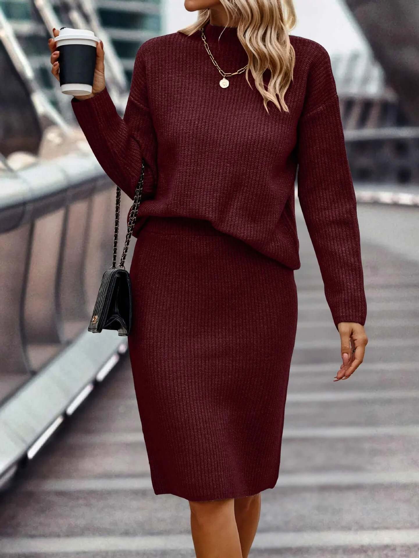 Ensemble 2 pièces en maille pour femme