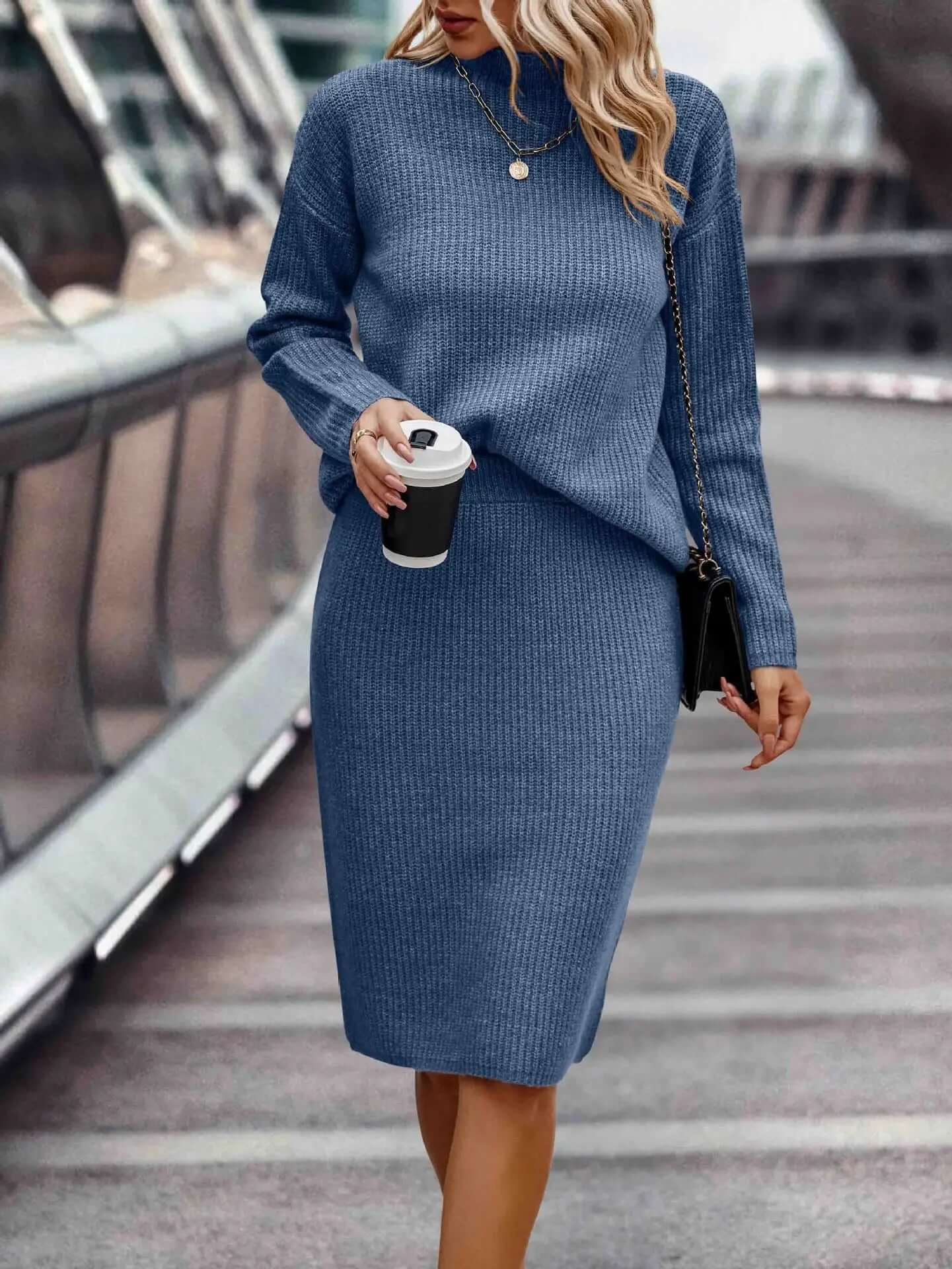 Ensemble 2 pièces en maille pour femme